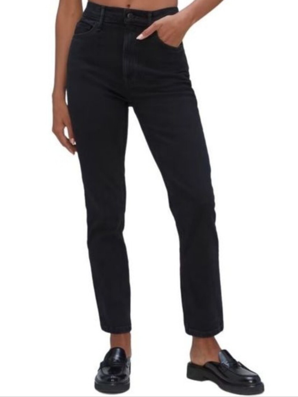 Everlane The Original Cheeky Jean In Coal Black Crop Size 32